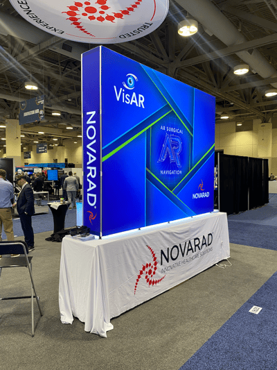 Novarad VisAR booth display at SIR 2026 featuring augmented reality surgical navigation technology